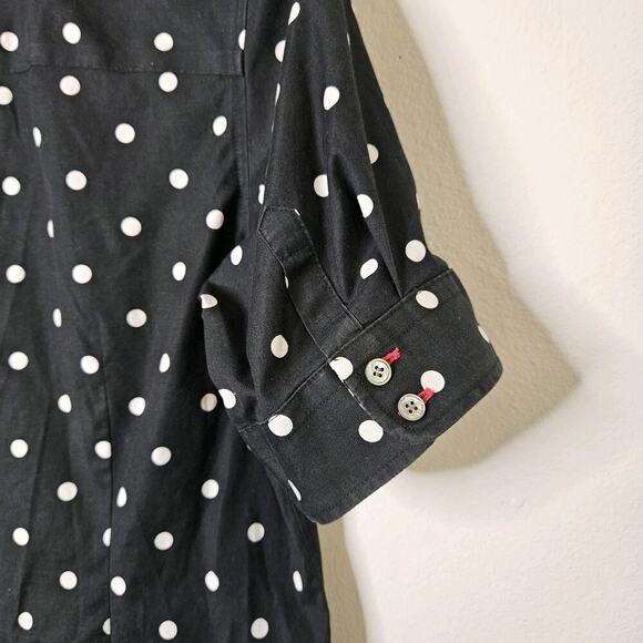 Talbots Womens Black & White Polka-dot Print Short Sleeve Non-iron Top Blouse 8P - Picture 6 of 10